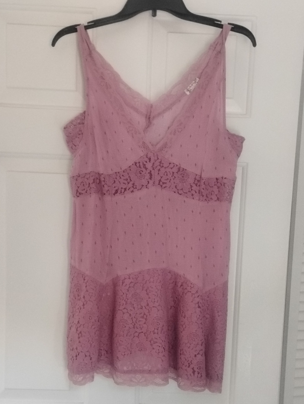 Free People Dusty Rose Lace Trim Slip Dress